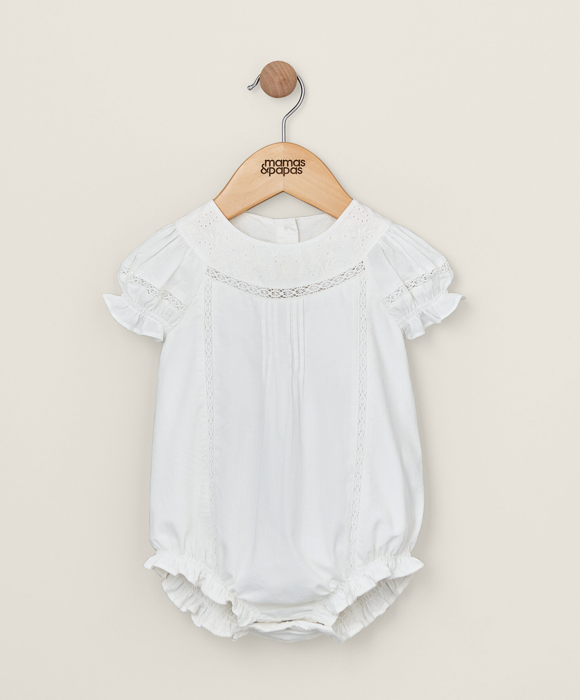 Embroidered White Romper image number 1