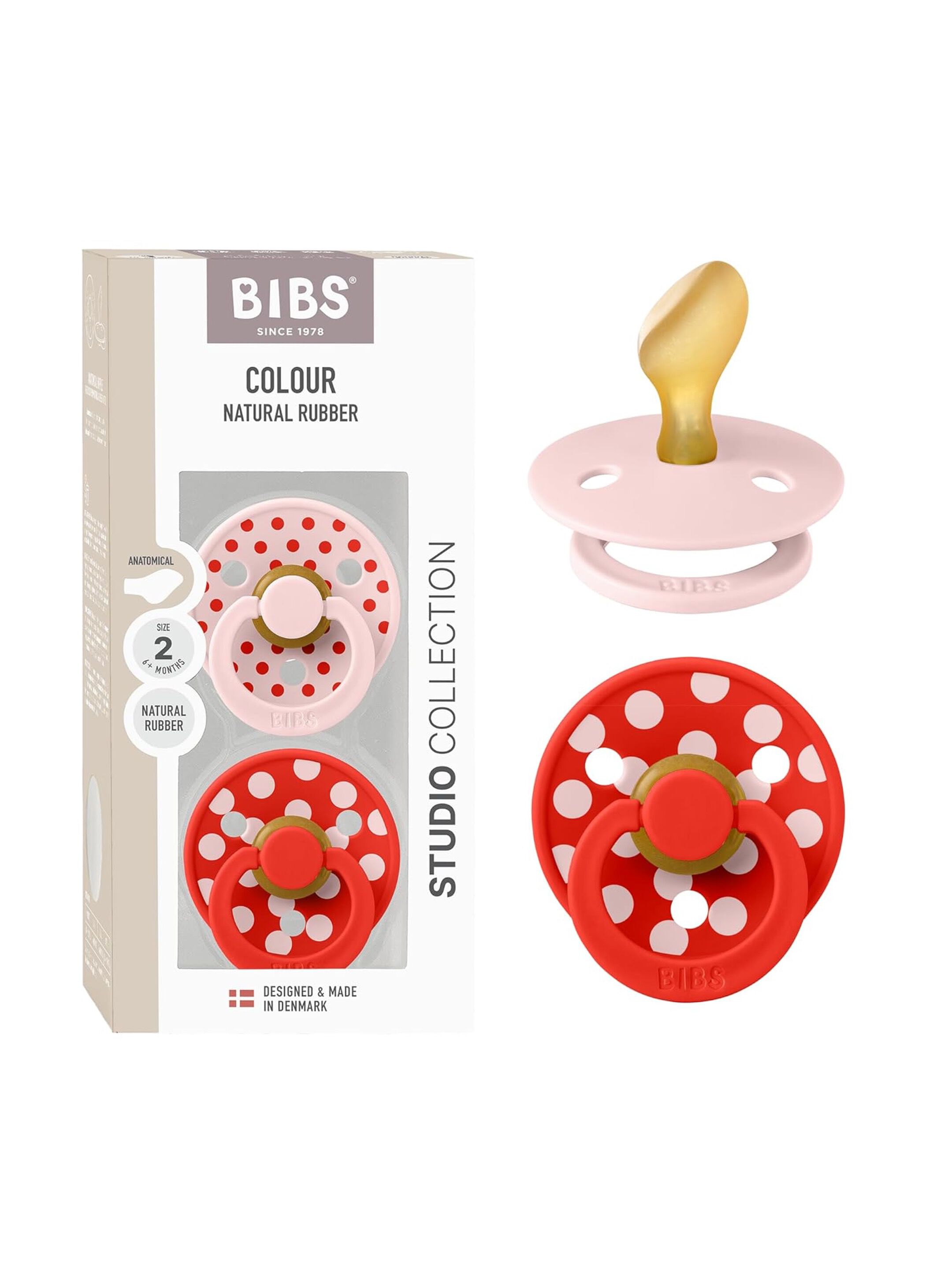 BIBS Pacifier Colour 2 PACK Anatomical Latex Size 2 Vanilla/Candy Apple image number 1