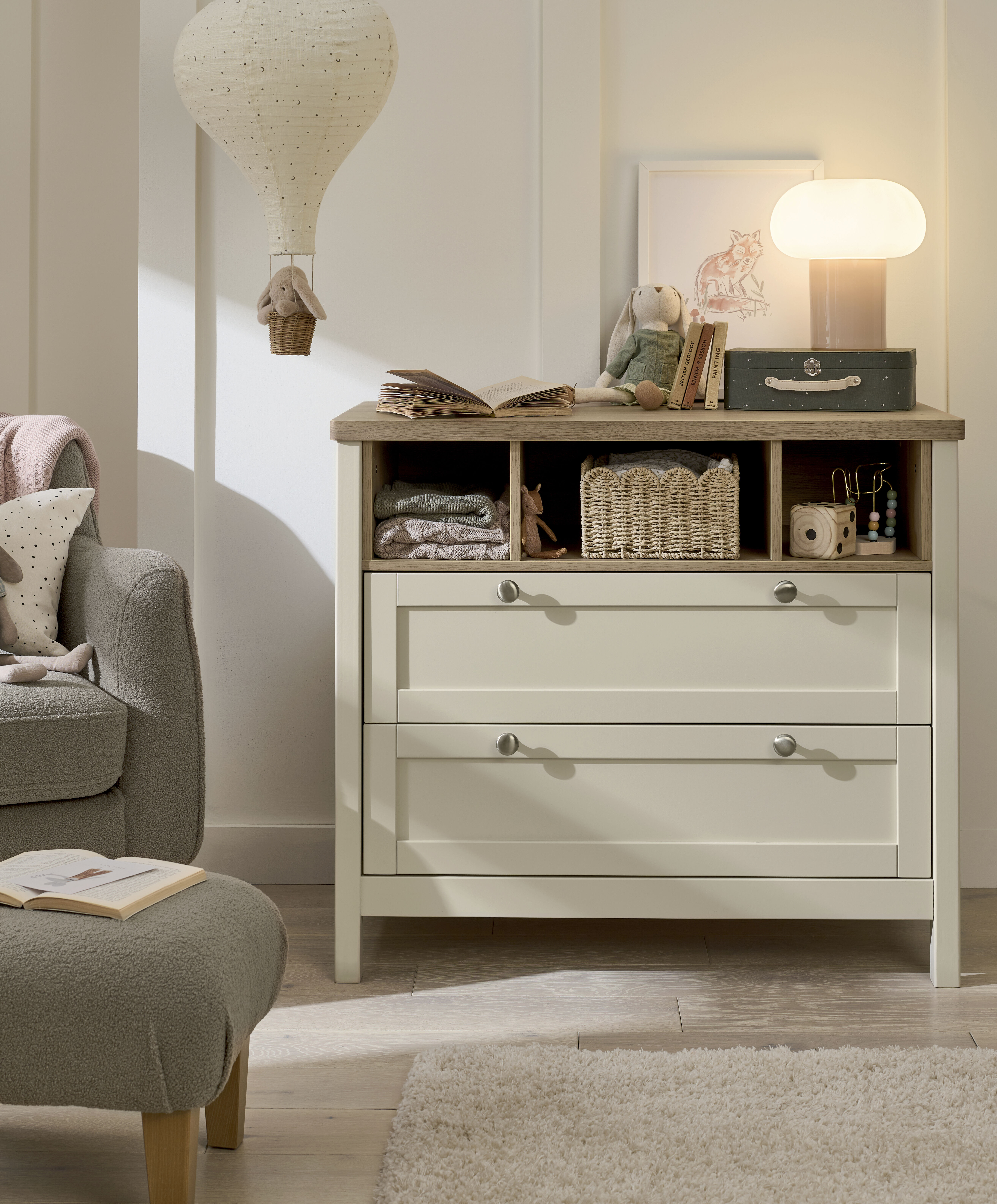 Harwell 4 Piece Cotbed Set with Dresser Changer ,Wardrobe and Nanit Monitor - Cashmere image number 4