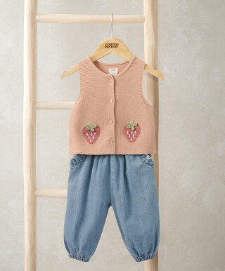 Knitted Waistcoat & Denim Trousers