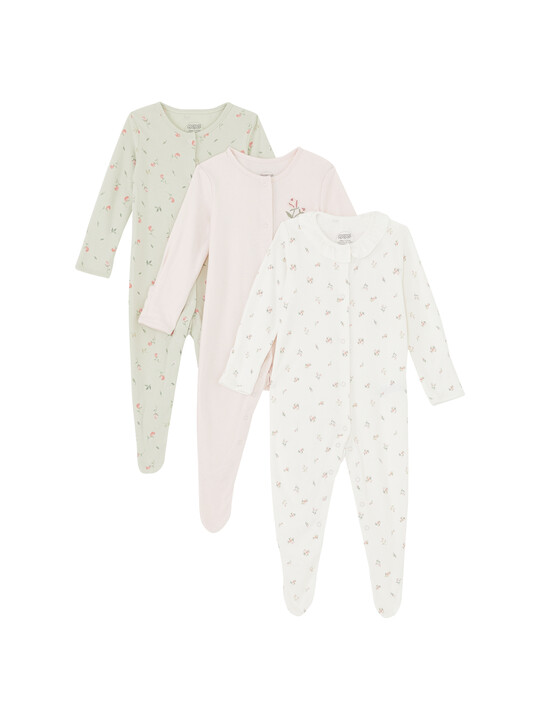 3 Pack Roses Sleepsuits image number 1