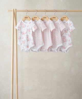 Floral Short-Sleeve Bodysuits (Set of 5)