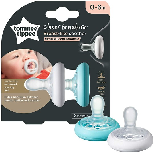 Tommee Tippee Closer To Nature Breast Like Soother, Pack of 2, (0-6 months)