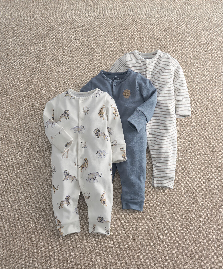 3Pk Safari Adventures Sleepsuits