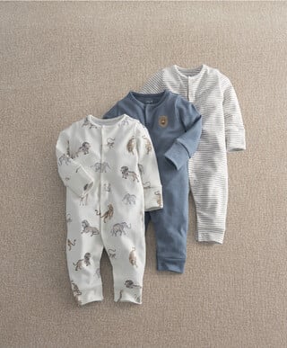 3Pk Safari Adventures Sleepsuits
