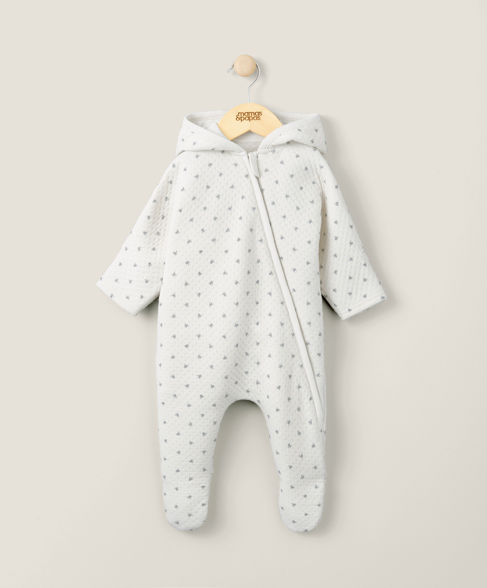 Floral Jersey Pramsuit - Blue image number 1