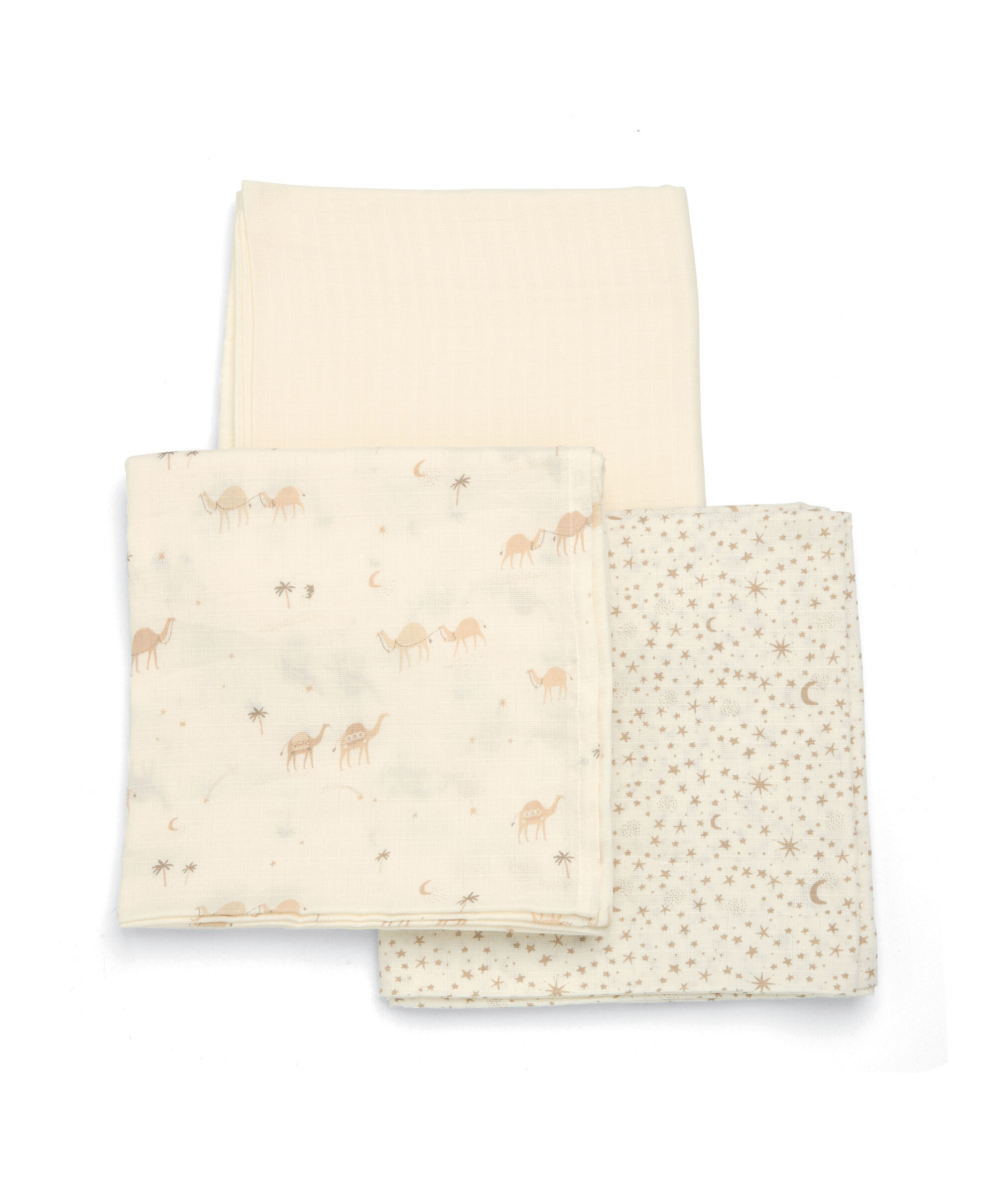 Large Muslin Squares ( 3 pack) - Camel Neutral