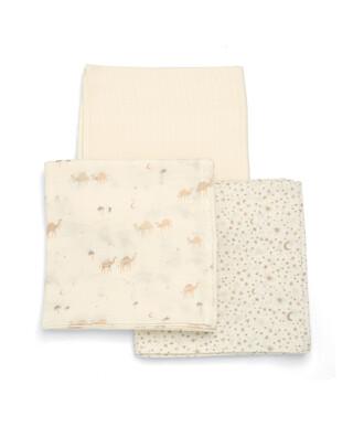 Large Muslin Squares ( 3 pack) - Camel Neutral