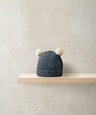 Mamas & Papas Blue Pom Pom Hat