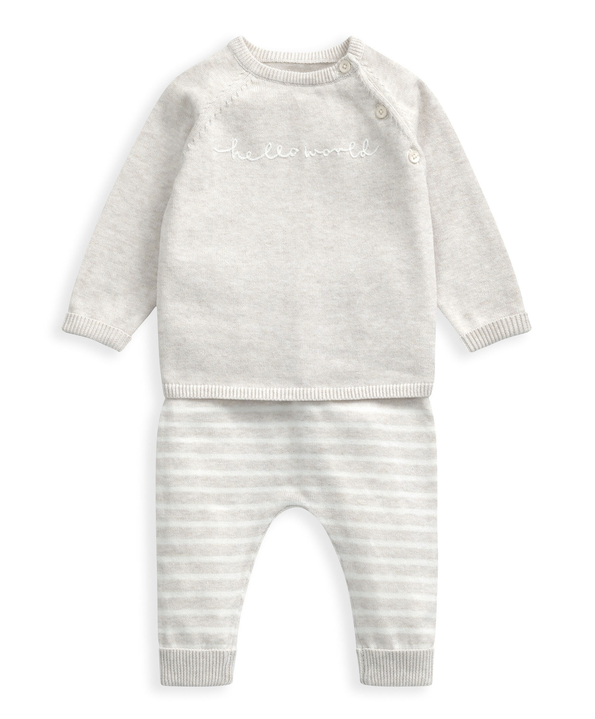 2 piece White Hello World Knit Set image number 2