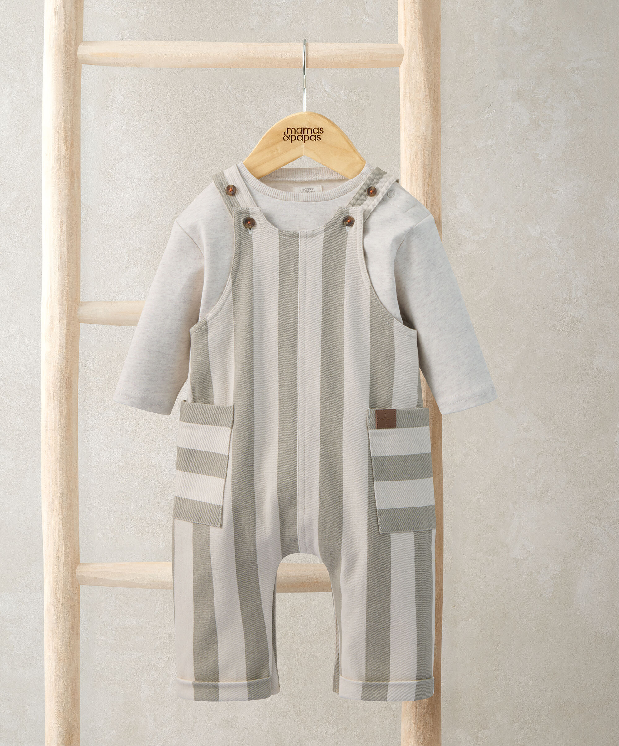 Stripped Dungarees & Ribbed Top image number 2