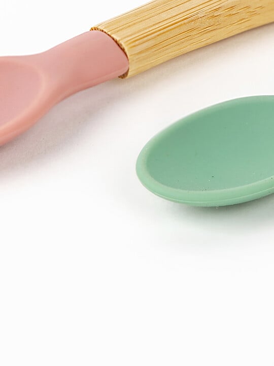 Citron Organic Bamboo Spoons Set of 2 Green/Blush Pink image number 2