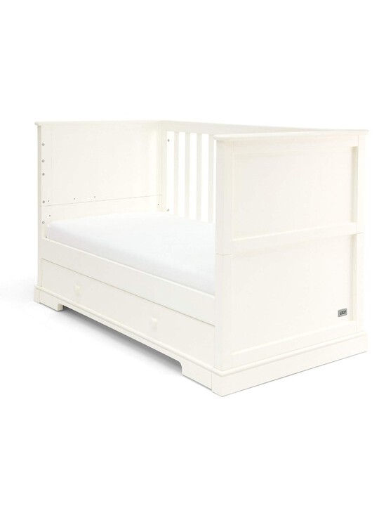 Oxford Wooden Cot & Toddler Bed with Storage - White image number 2