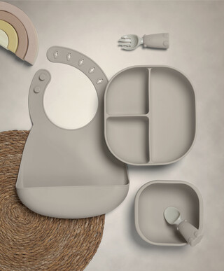 First Mealtime Silicone Set 4Pc - Truffle