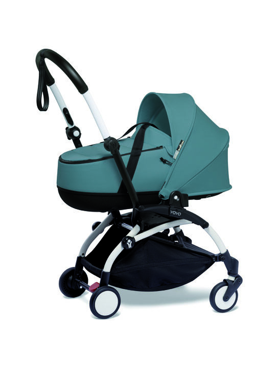 YOYO2 Stroller White Frame with Aqua Bassinet image number 1