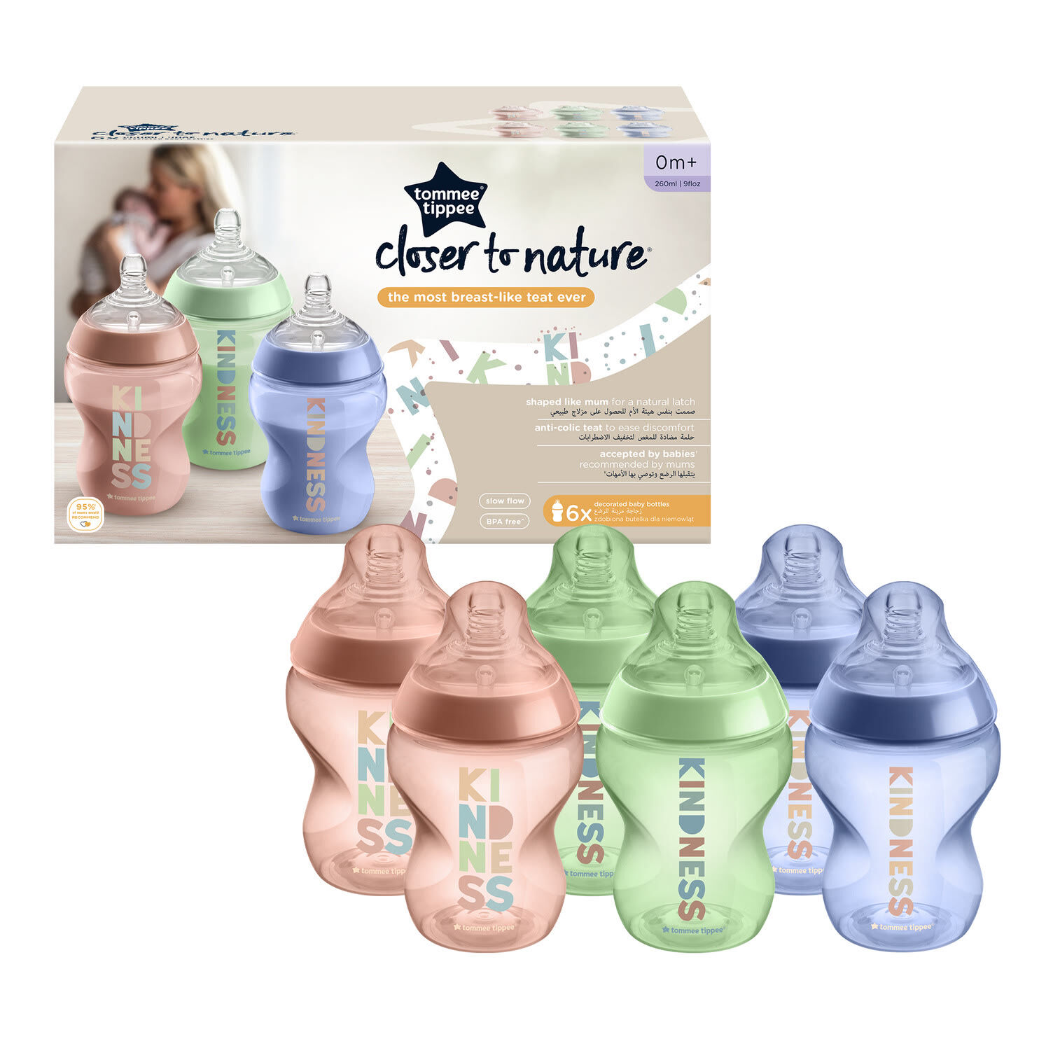 Tommee Tippee Closer to Nature 6 x 260ml Decorative Bottle image number 2