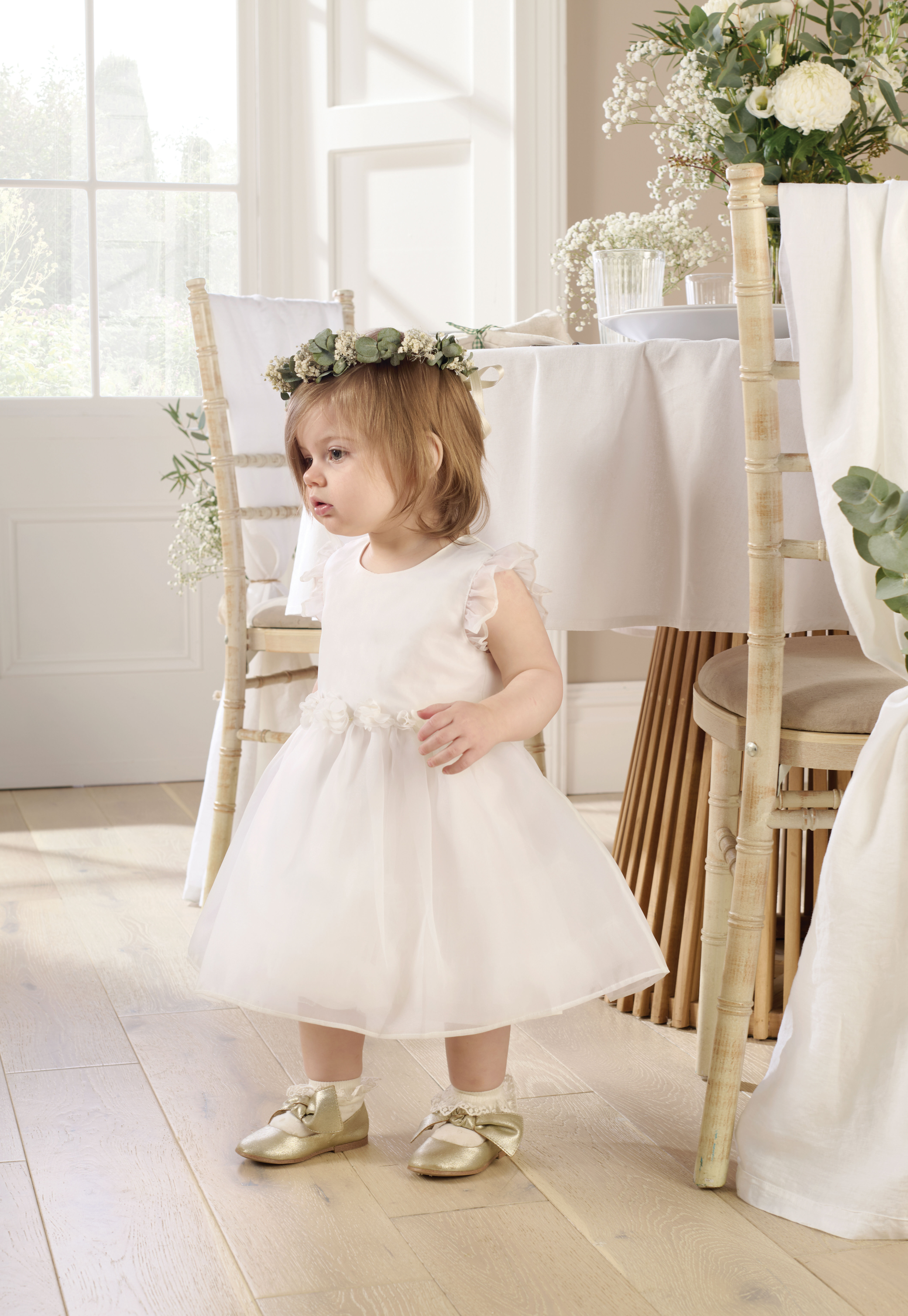 White Organza Flower Dress image number 3