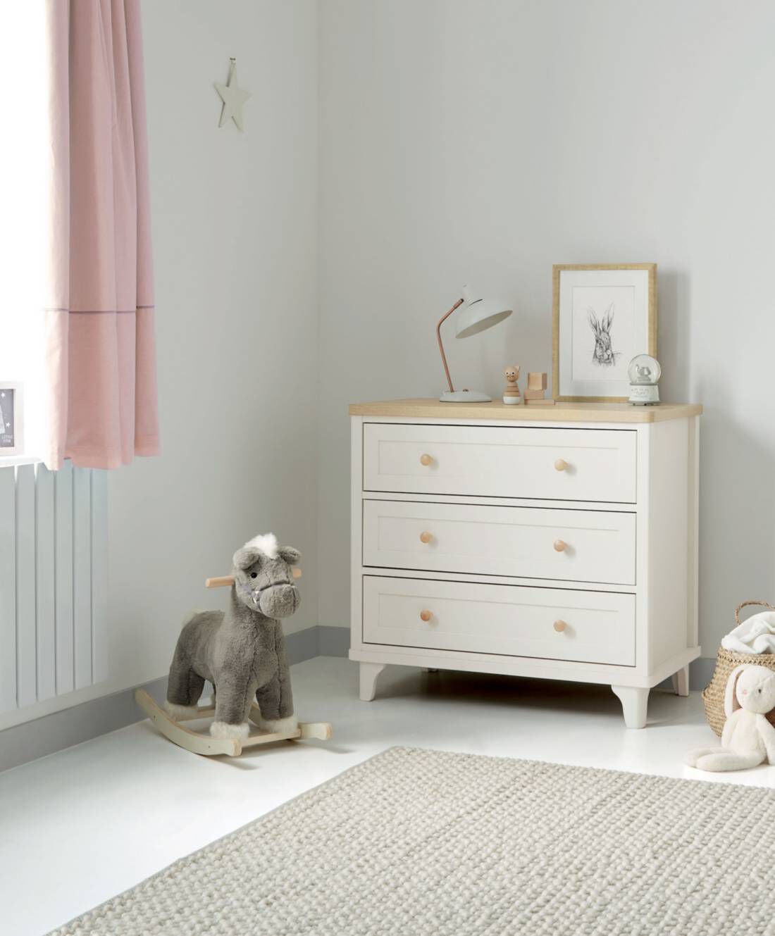 Lucca 3 Drawer Nursery Dresser & Changer Unit - Ivory Oak image number 3