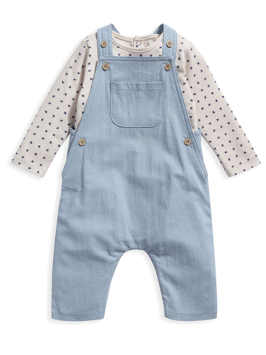 2 Piece Blue Top and Dungaree Set image number 1