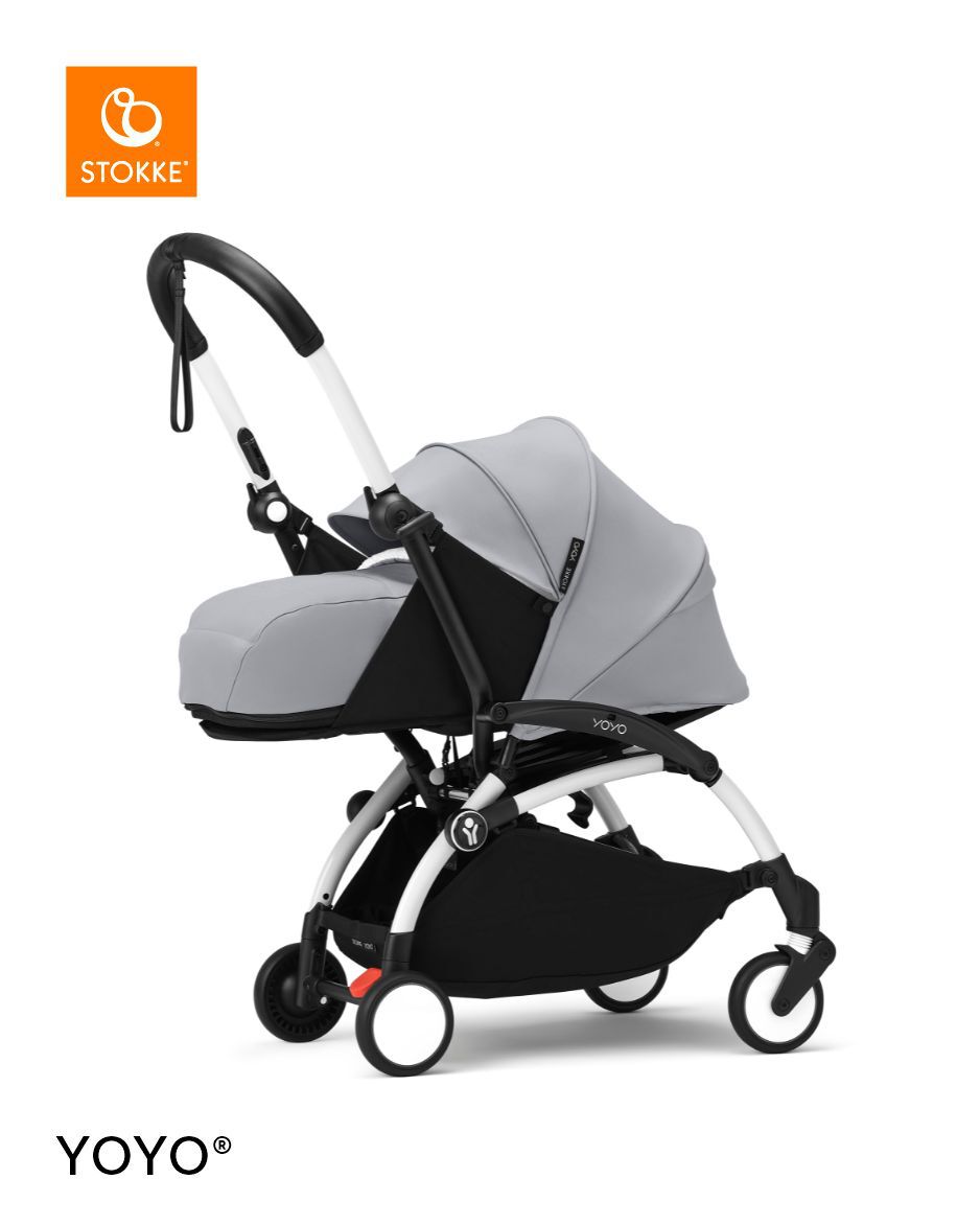 Stokke YOYO3 White Frame with 0+ Newborn Pack - Air France Blue & Cup Holder (3 Pieces)
