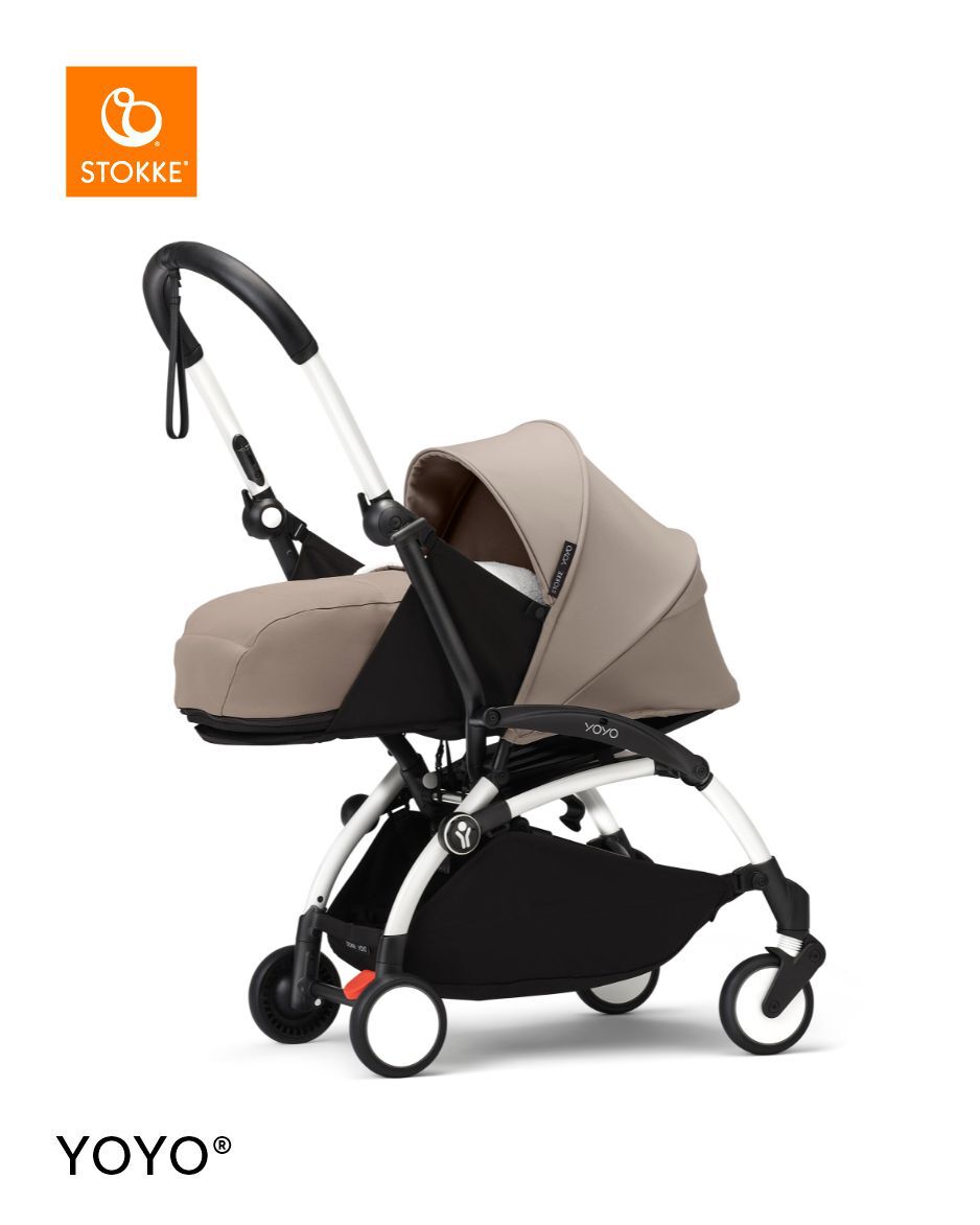 Stokke YOYO3 White Frame with 0+ Newborn Pack - Taupe & Cup Holder (3 Pieces) image number 2