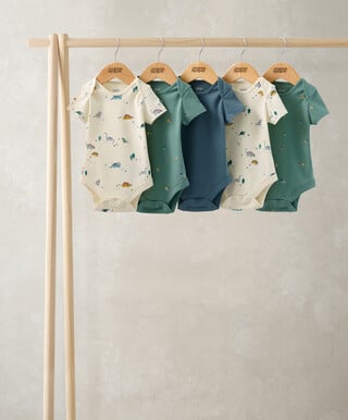 Dinosaur Short Sleeve Bodysuits (Pack of 5)