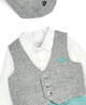 Grey & Green Bodysuit, Waistcoat, Shorts & Cap - 4 Piece Set image number 5