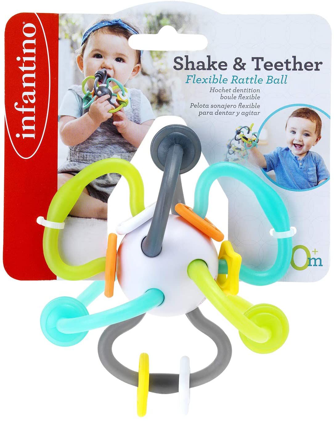 INFANTINO SHAKE & TEETHE FLEXIBLE RATTLE BALL image number 4