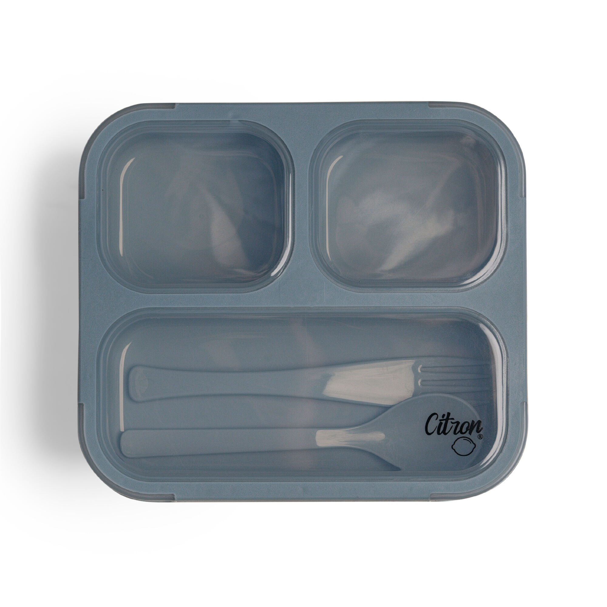Citron Lunchbox with Fork and Spoon - Dusty Blue image number 1