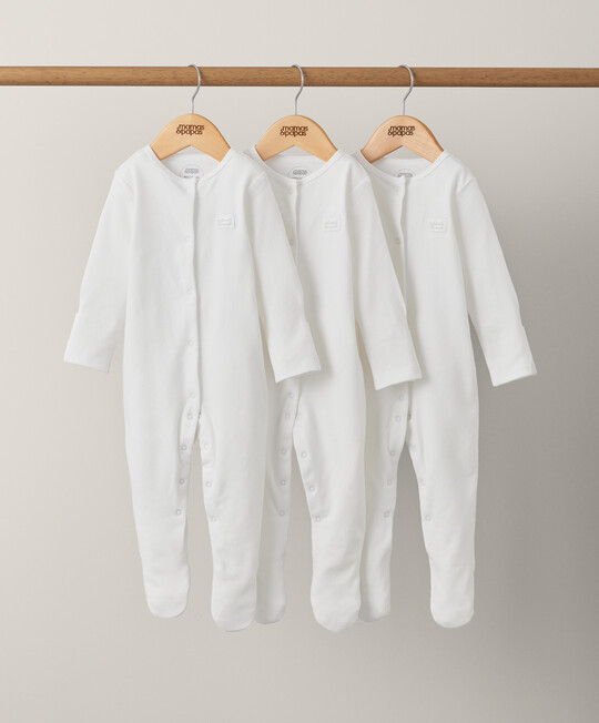 Organic Sleepsuits (Set of 3) - White image number 1