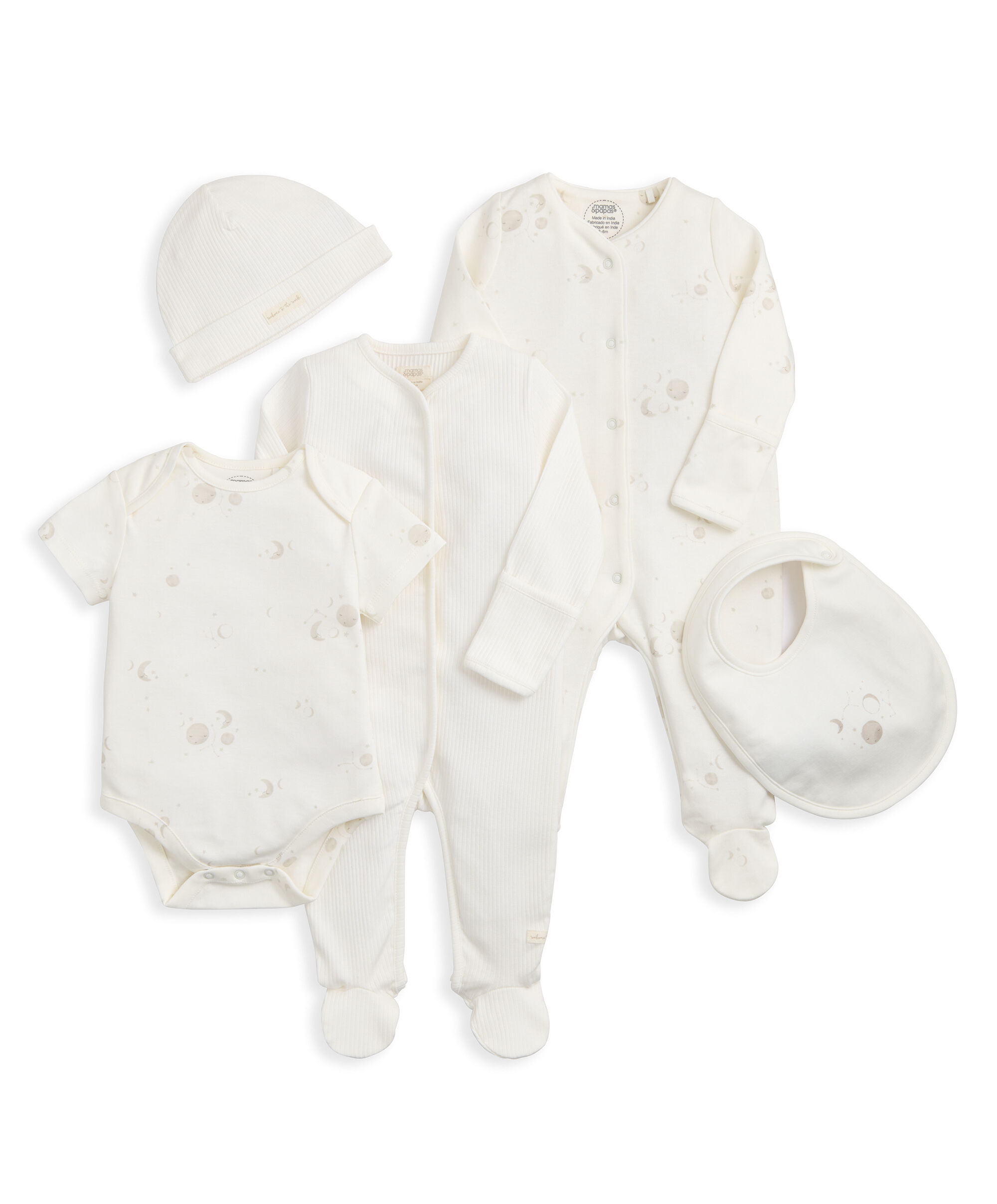 Celestial Newborn 5 Piece Set - Sleepsuits, Bodysuits & Bib image number 2