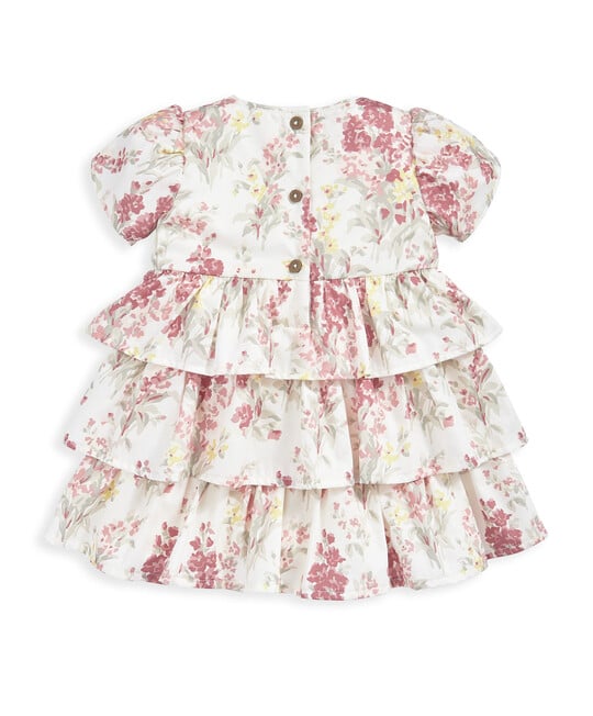 Floral Print Frill Dress - Pink & Yellow image number 3