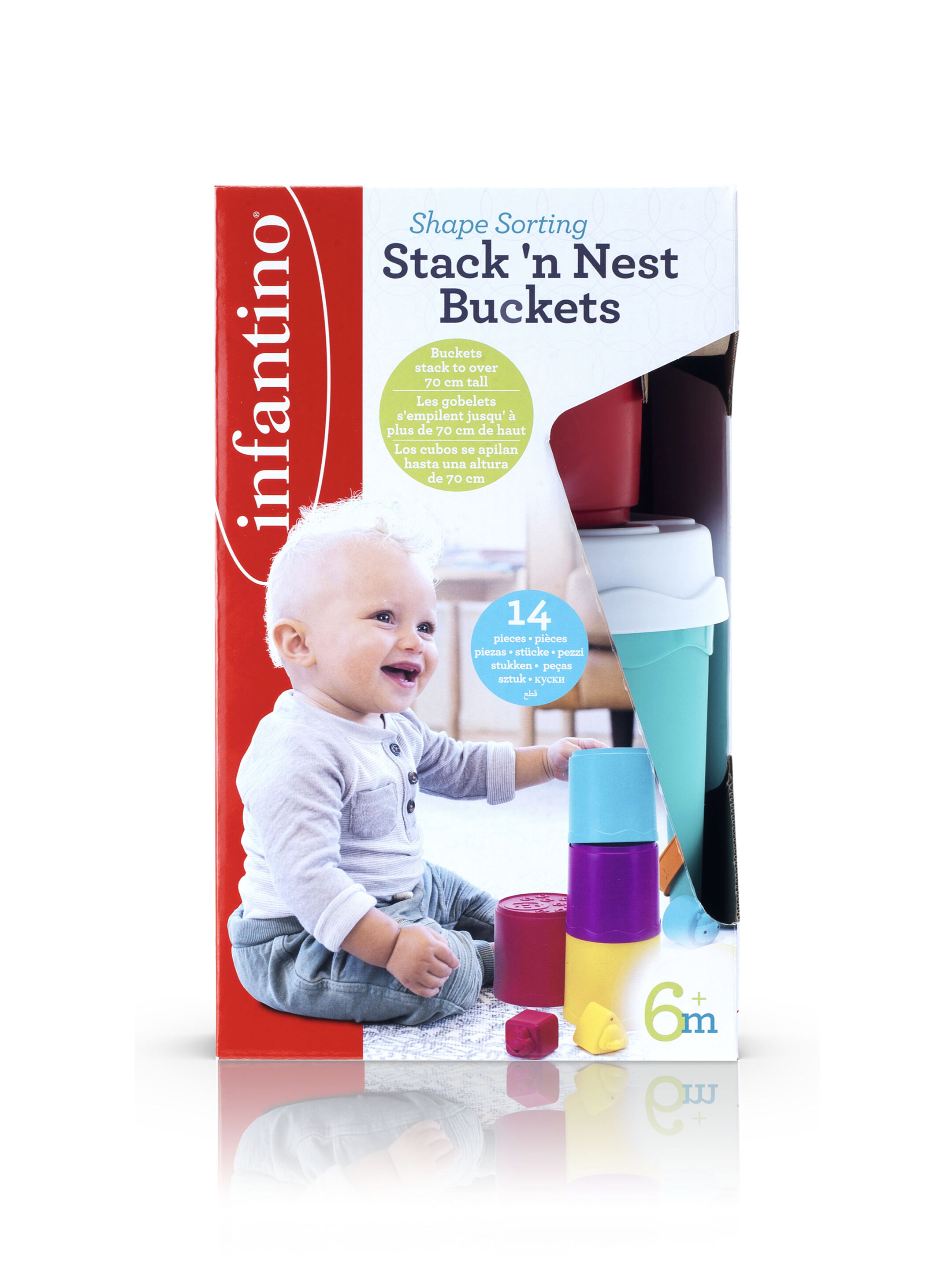 Infantino Shape Sorting Stack N' Nest Buckets - 10 Pieces image number 4
