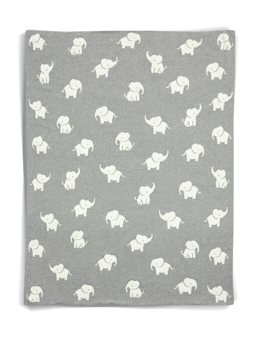 Welcome To The World Knitted Elephant Blanket - Grey image number 1