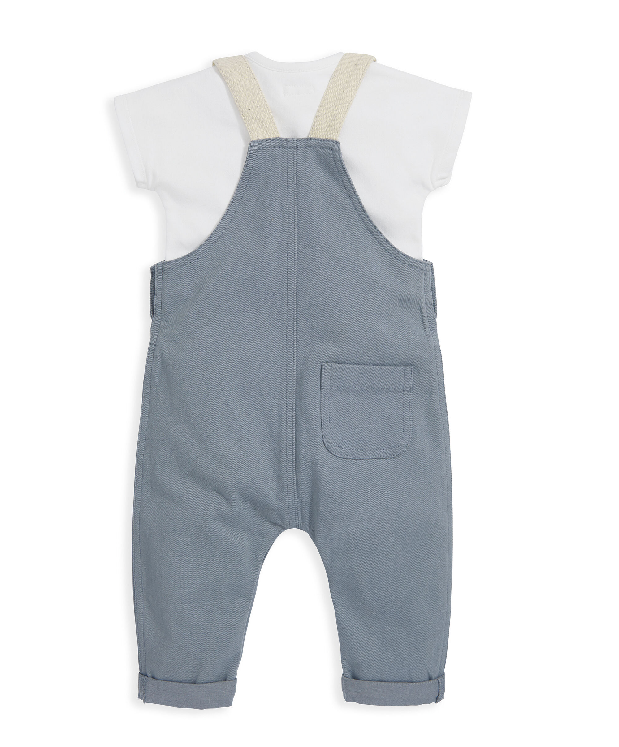 T-Shirt & Dungarees Outfit Set - Blue image number 3