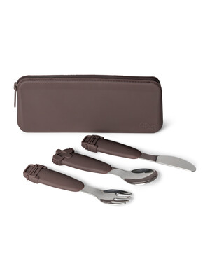 Mamas & Papas Citron Silicone Cutlery Set with Pouch Plum