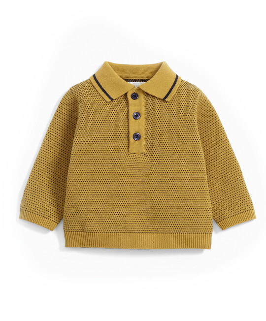 Long Sleeved Knit Polo image number 1
