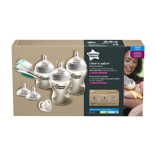 Tommee Tippee Closer to Nature Glass Feeding Bottle Kit, Starter Set - Clear image number 3