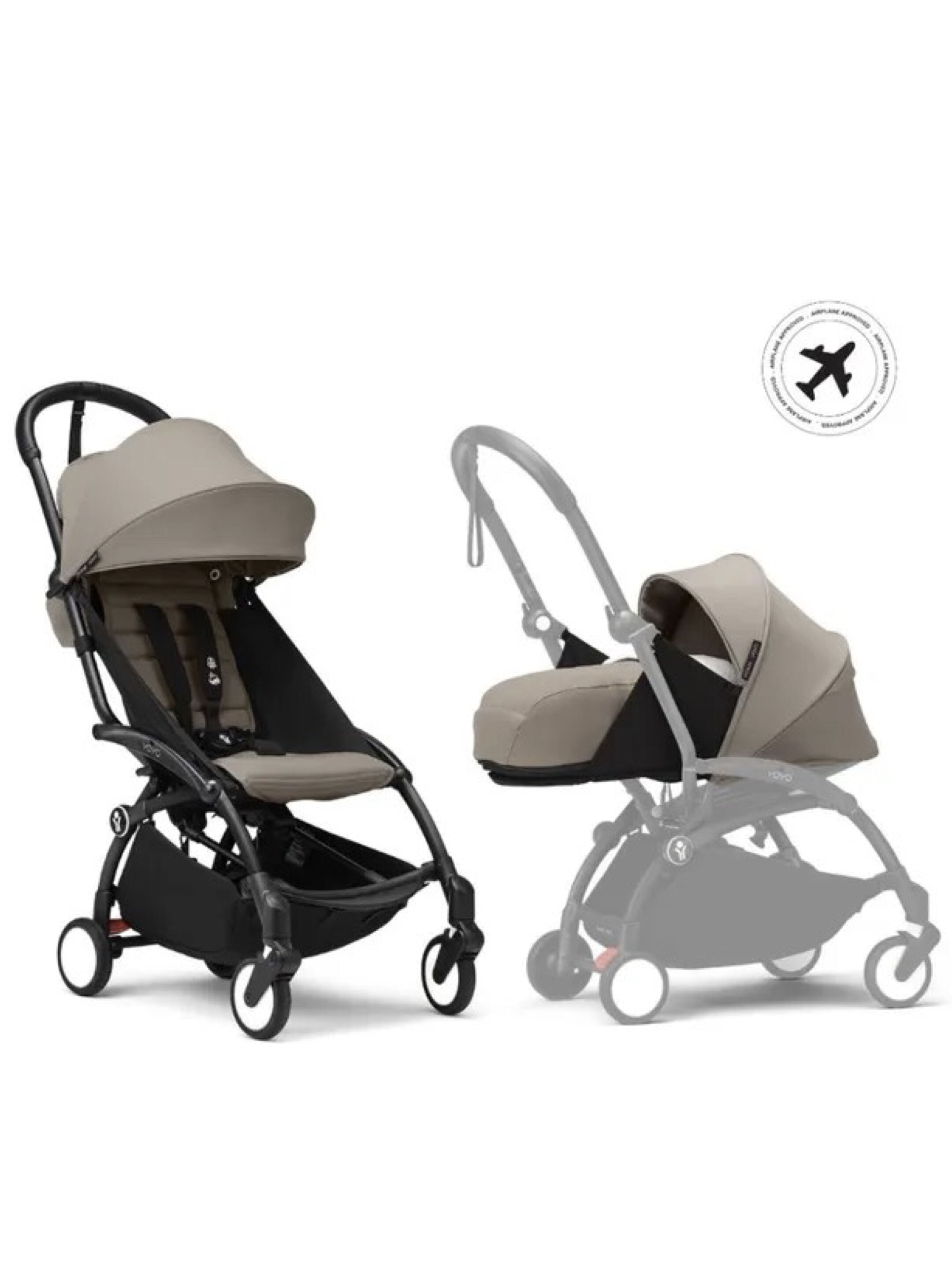 Stokke YOYO3 Full Stroller with Black Frame, 0+ Newborn and 6+ Color Pack - Aqua (3 pieces)