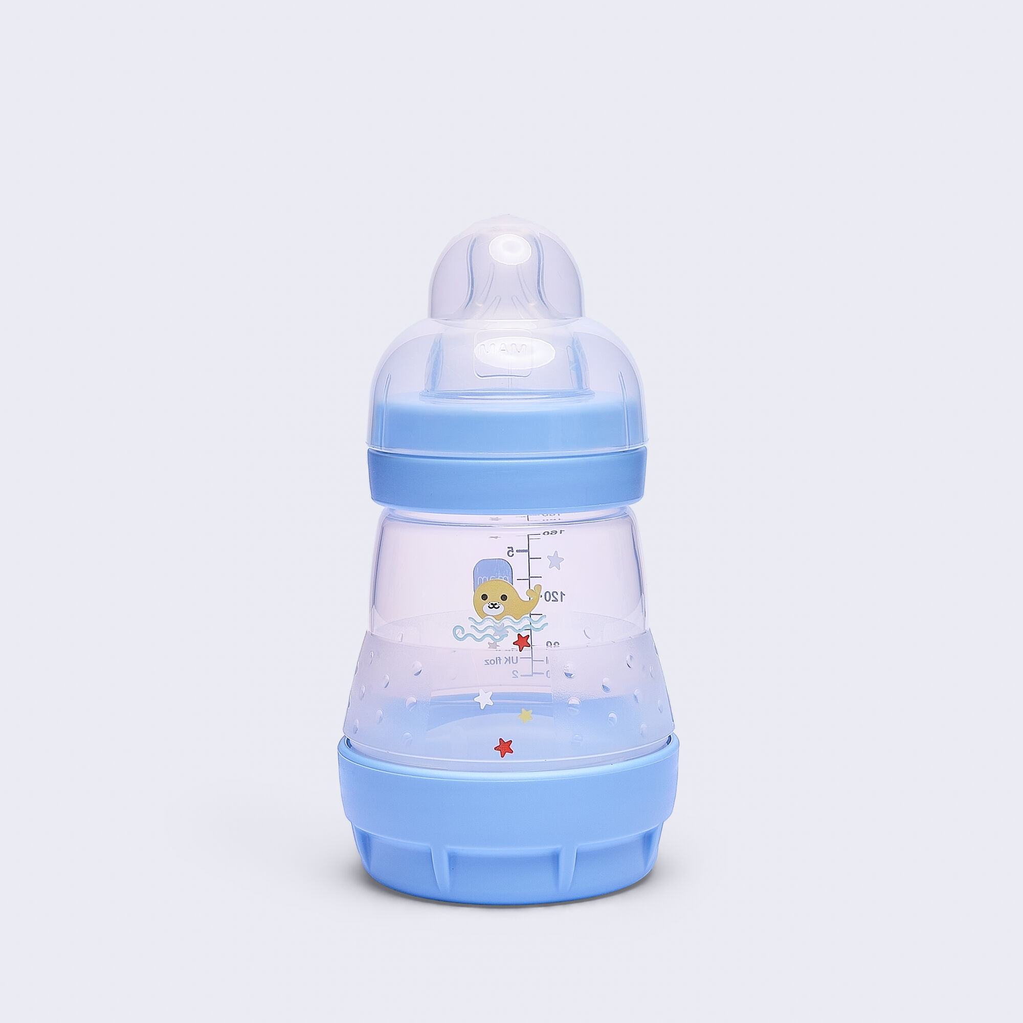 Mam Baby Easy Start Anticolic Silicone Bottle - 0 M+ | Sealife Blue - 160 Ml -  Pack of 1 image number 2