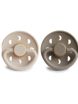 Mamas & Papas FRIGG Moon Phase Silicone Baby Pacifier 6-18M 2-Pack Croissant/Portobello