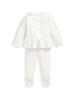 White Frill Knitted Top & Leggings Set image number 3