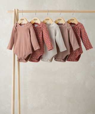 Long Sleeve Bodysuits (Pack of 5) - Envelope Neck