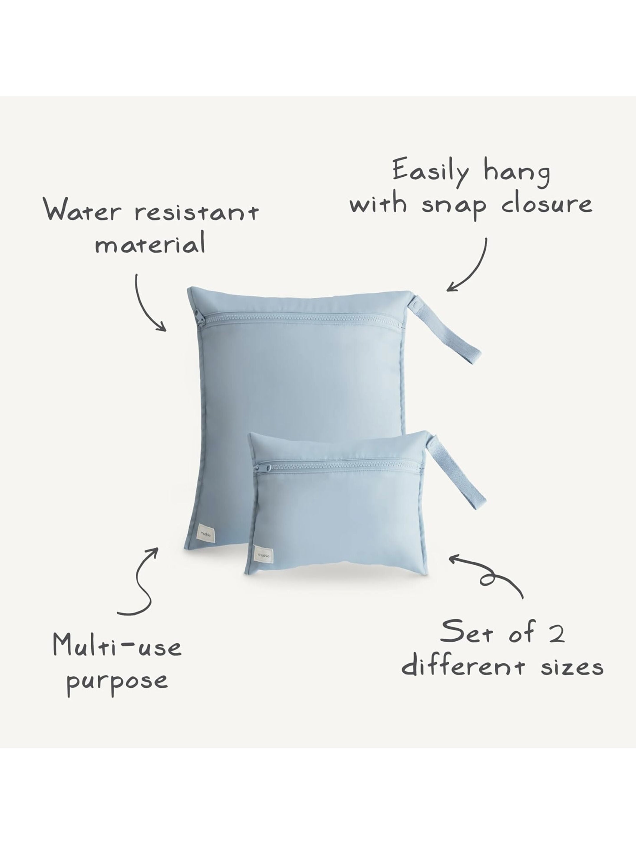 Mushie&nbsp;​​Water Resistant Wet Bag- 2 Pack​&nbsp;(Roman Green) image number 9