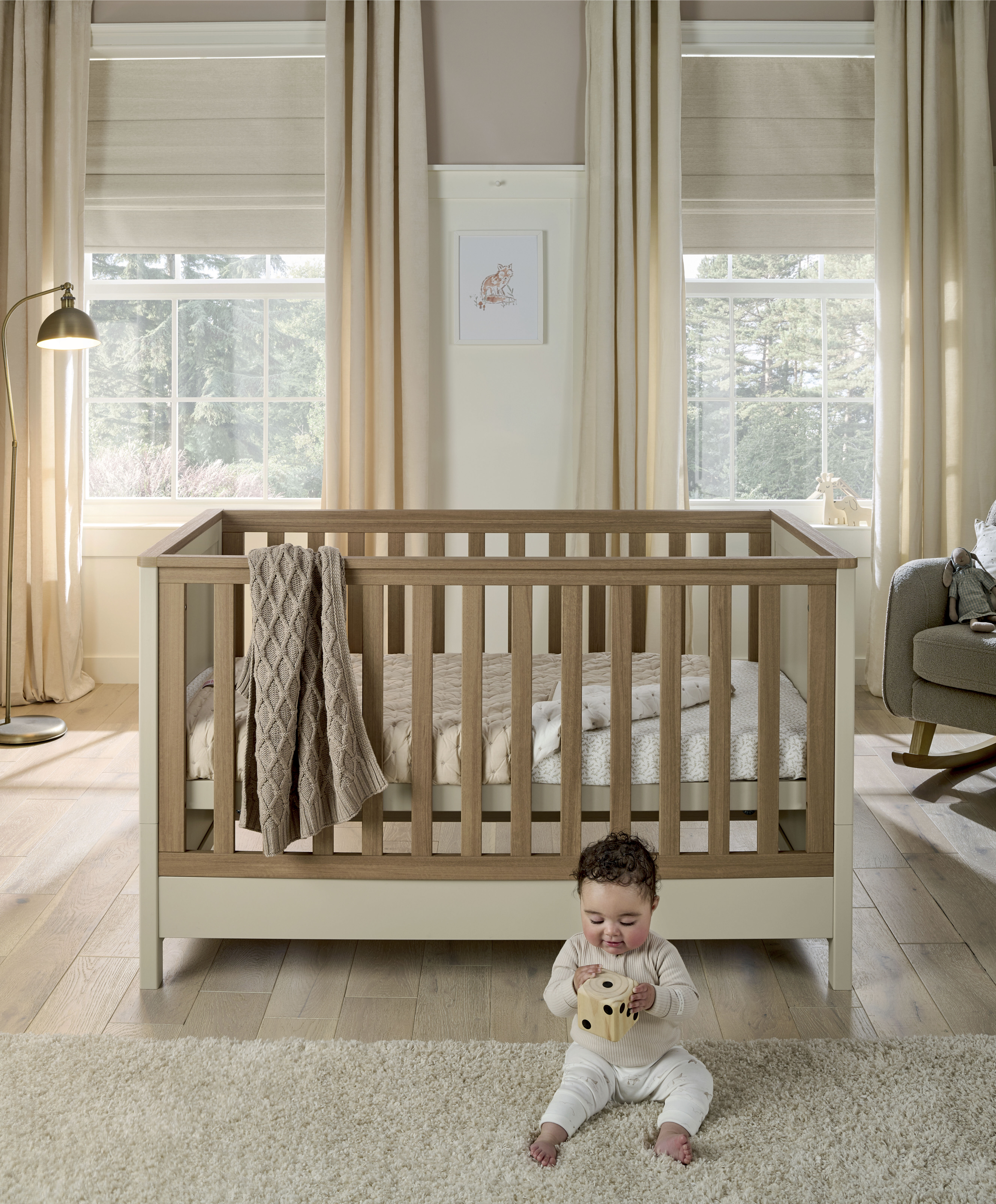 Harwell 4 Piece Cotbed Set with Dresser Changer ,Wardrobe and Nanit Monitor - Cashmere image number 3