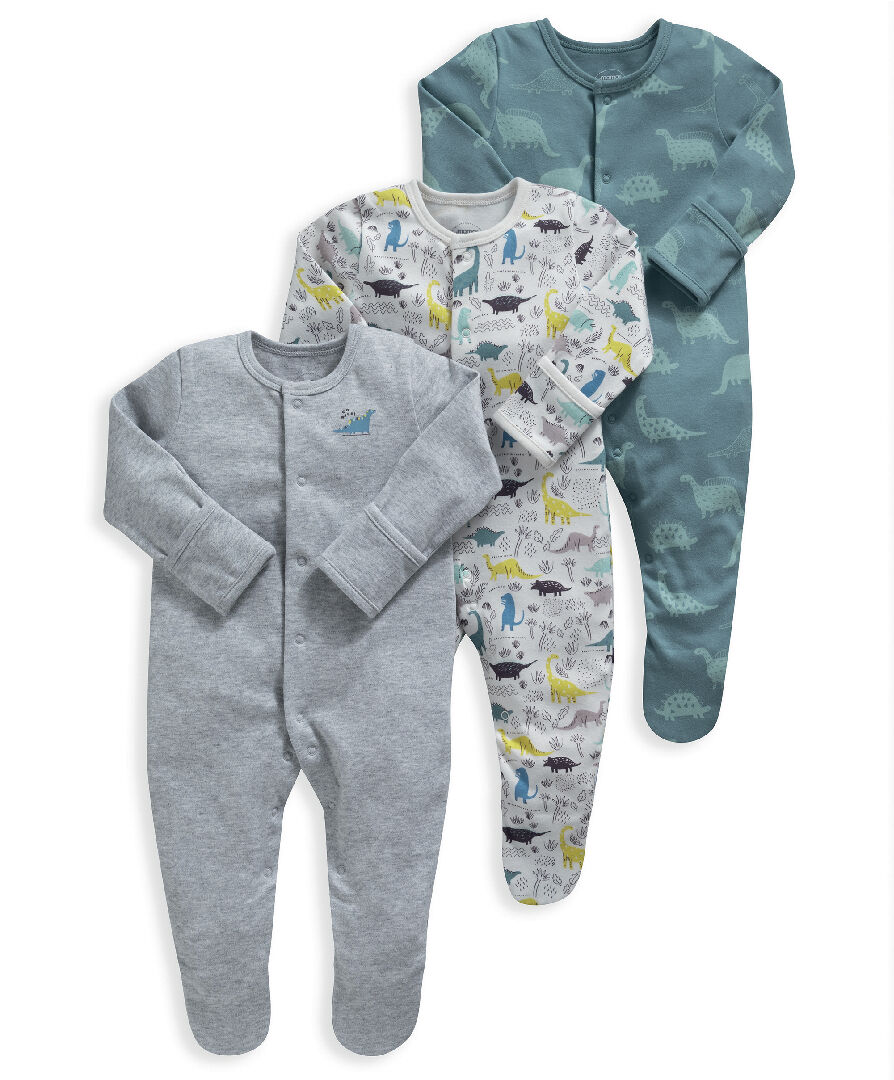 Dinosaur Sleepsuits 3 Pack image number 1