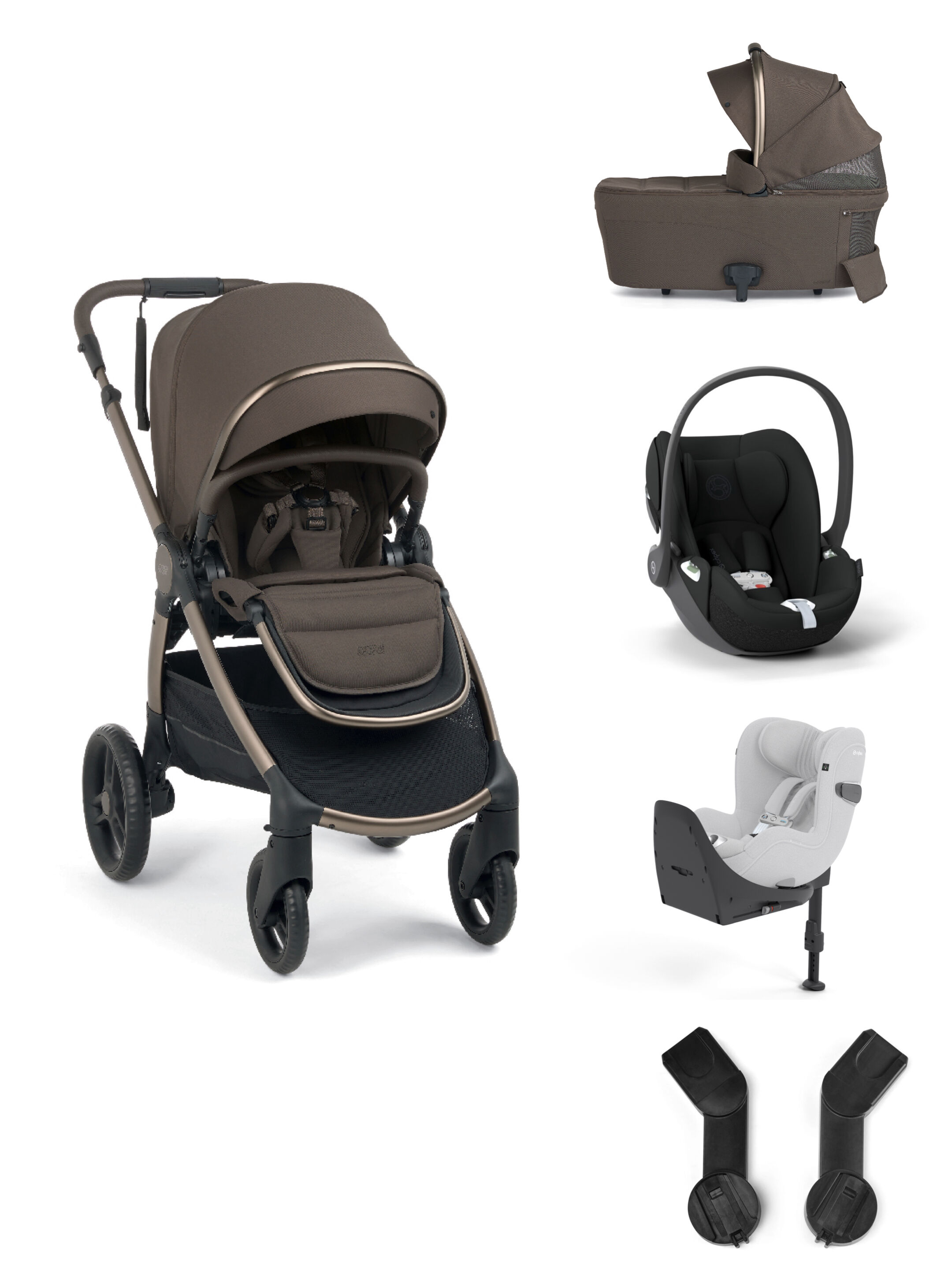 Ocarro 2 Pushchair and Carrycot Bundle with Cybex Cloud T i-Size Car Seat and Base (5Pieces) - Crema image number 1