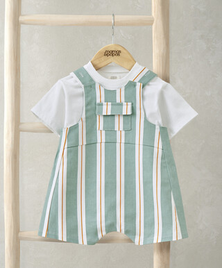 Mamas & Papas 2pc Stripe Dungaree Set