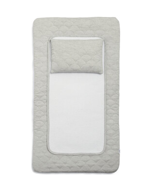 Welcome to the World Luxury Changing Mat - Scalloped Grey