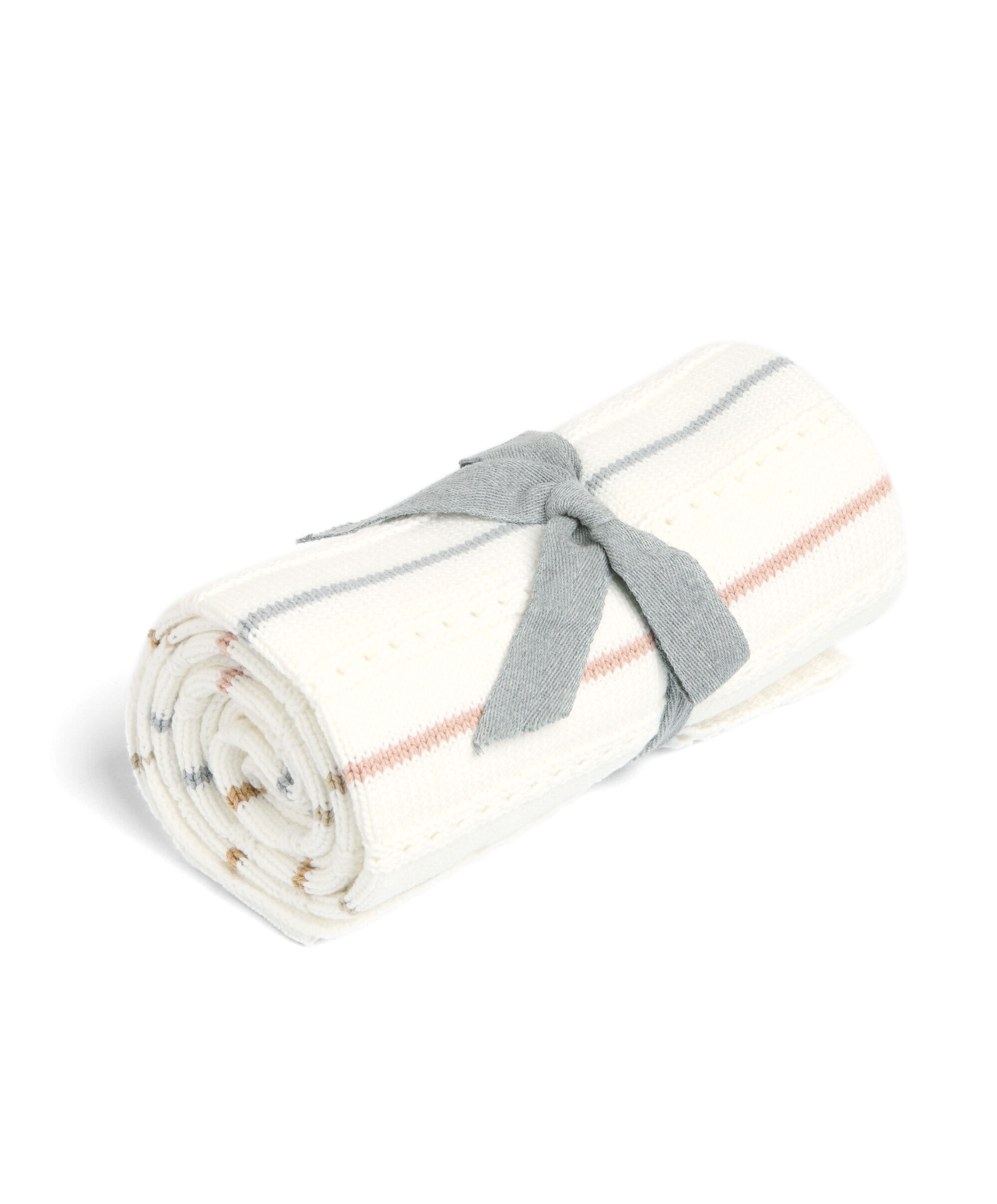 Knitted Blanket - Neutral Stripe image number 2